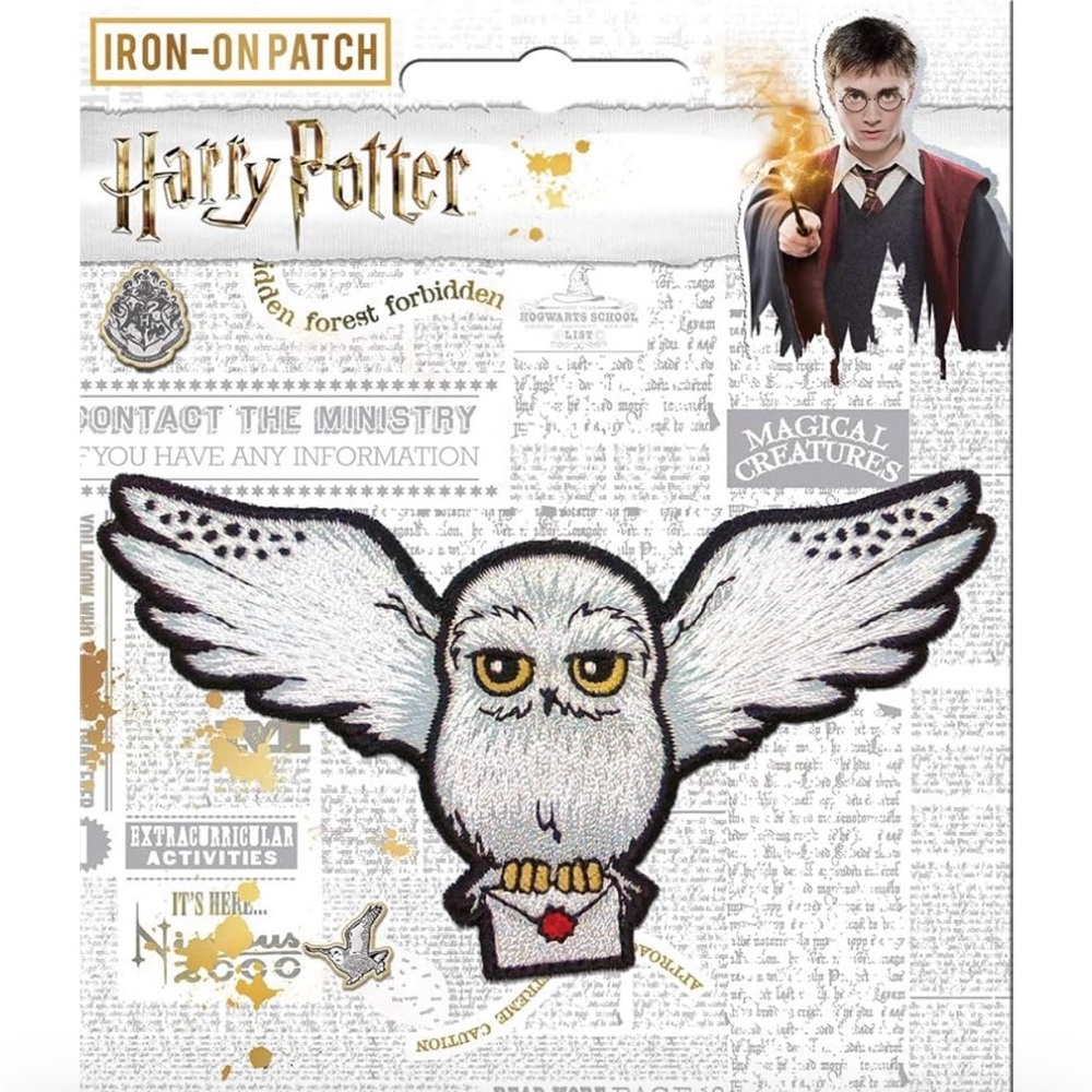 Harry Potter Iron-On Patch- Hedwig with Letter-Official Licensed Merchandise
